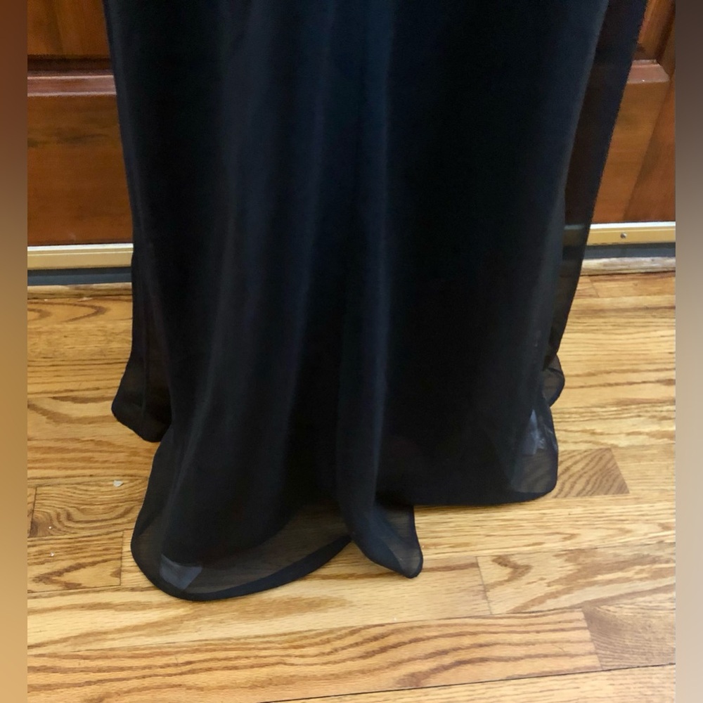 Timeless Black Spaghetti Strap Classic Long Cocktail Dress - Picture 6 of 8